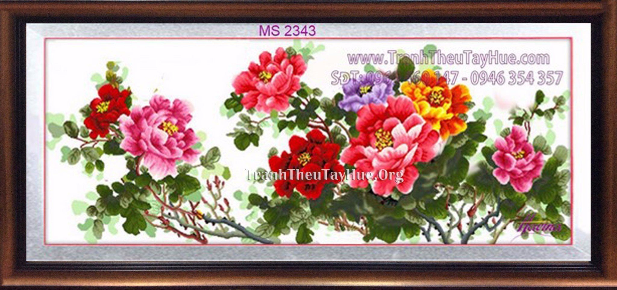 TRANH THÊU HOA MẪU ĐƠN 8 BÔNG  MS 2343