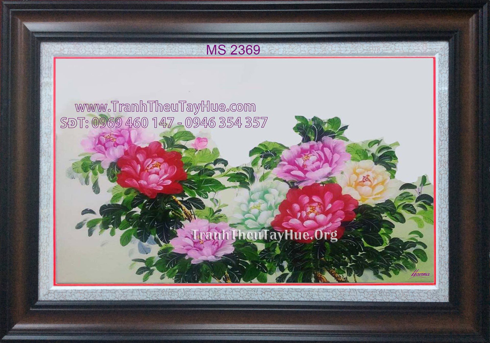 TRANH THÊU HOA MẪU ĐƠN 8 BÔNG  MS 2369