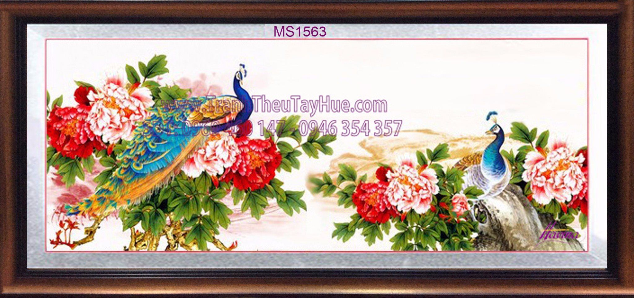 TRANH THÊU HOA MẪU ĐƠN 9 BÔNG MS 1563