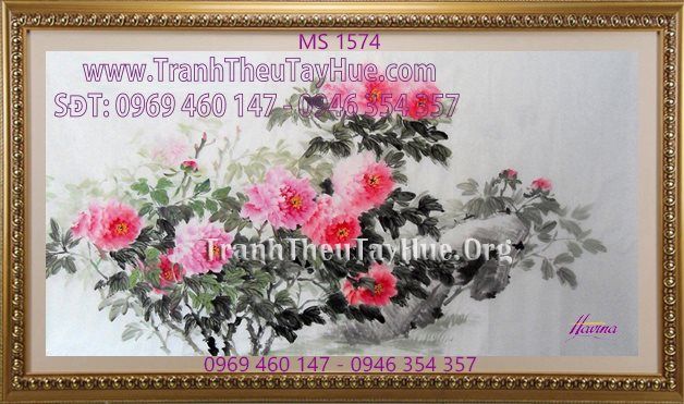 TRANH THÊU HOA MẪU ĐƠN 9 BÔNG MS 1574