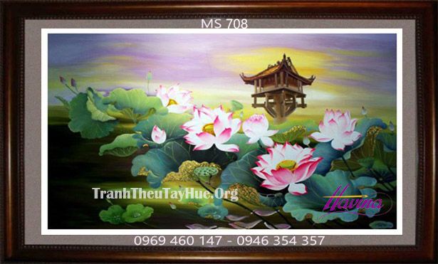 TRANH THÊU HOA SEN MS 708