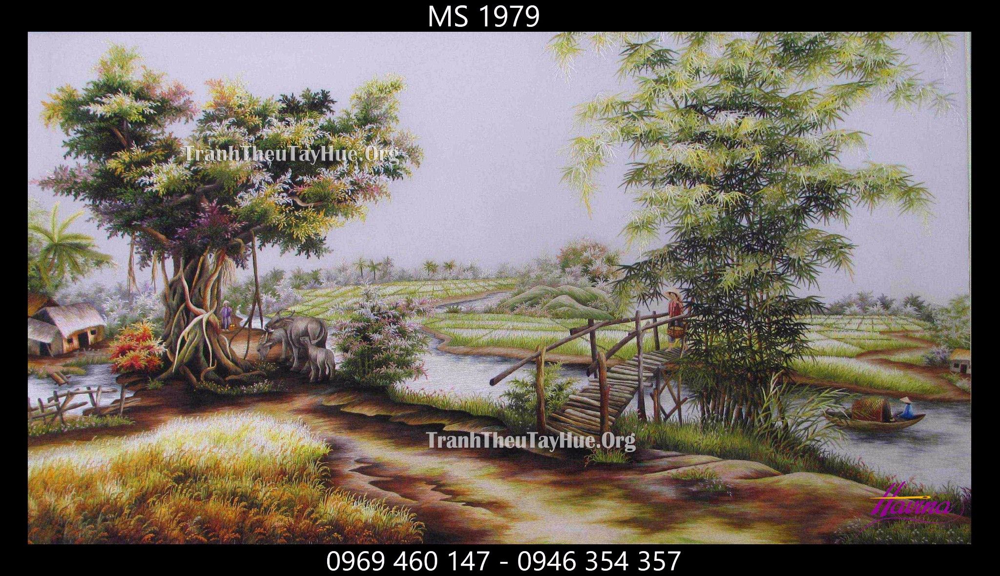 TRANH THÊU PHONG CẢNH LÀNG QUÊ MS 1979