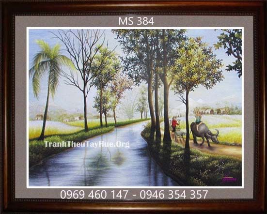 TRANH THÊU PHONG CẢNH LÀNG QUÊ MS 384