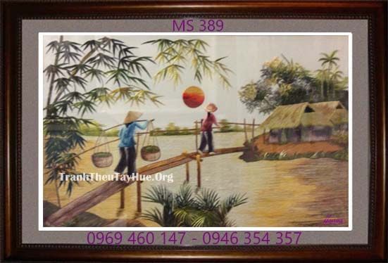 TRANH THÊU PHONG CẢNH LÀNG QUÊ MS 389