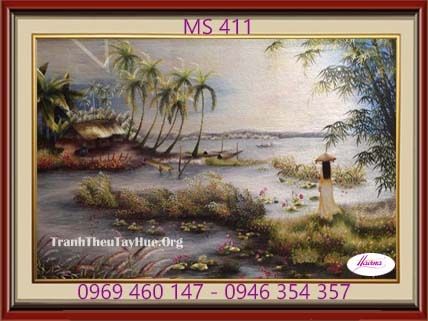 TRANH THÊU PHONG CẢNH LÀNG QUÊ MS 411