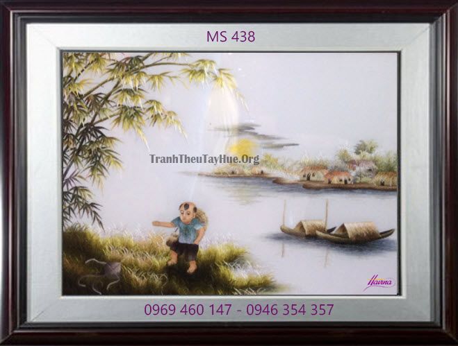 TRANH THÊU PHONG CẢNH LÀNG QUÊ MS 438