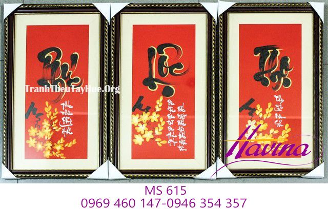 TRANH THÊU CHỮ PHÚC LỘC THỌ MS 615