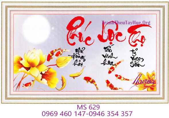 TRANH THÊU CHỮ PHÚC LỘC THỌ MS 629