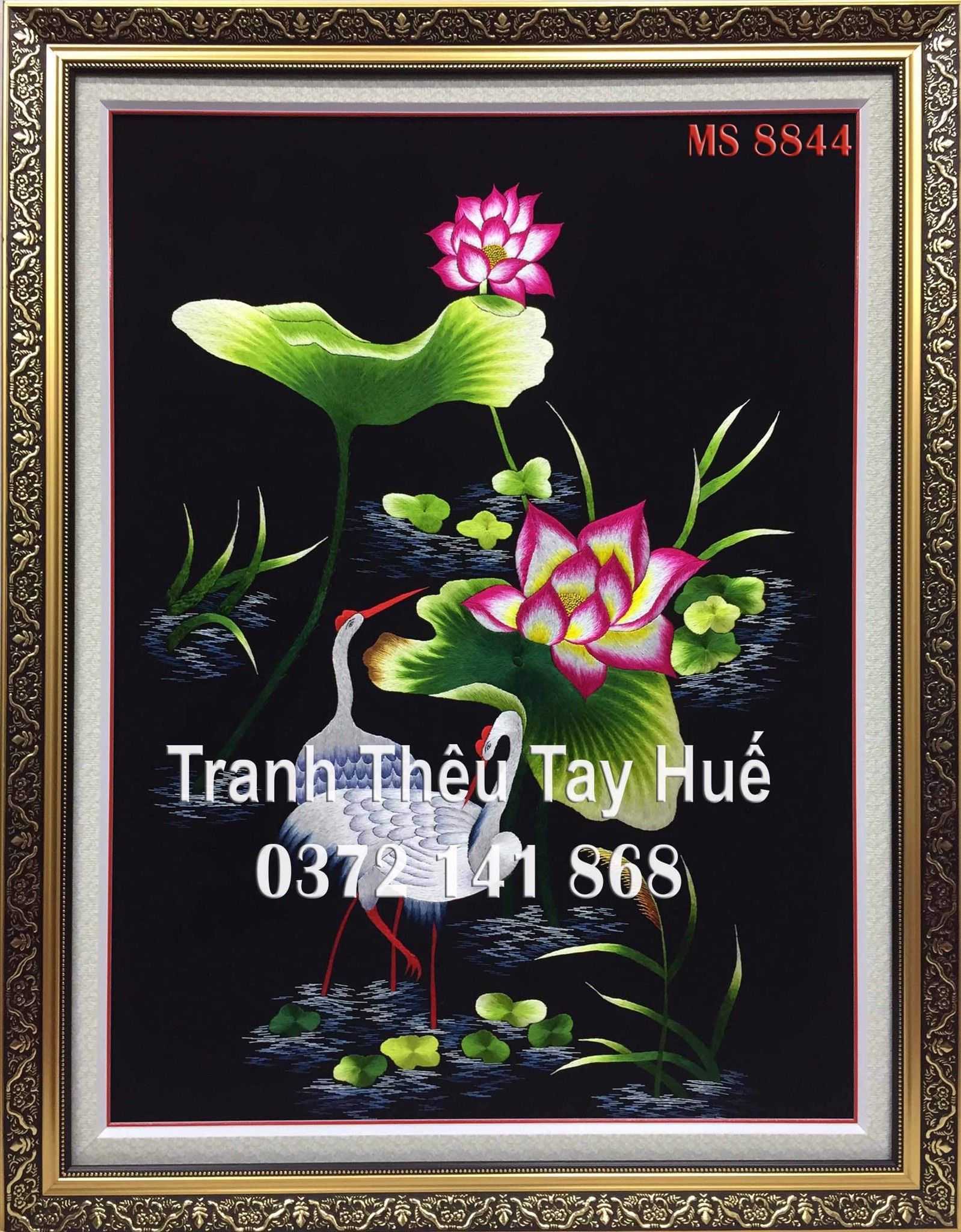 Tranh thêu chim hạc ms 8844