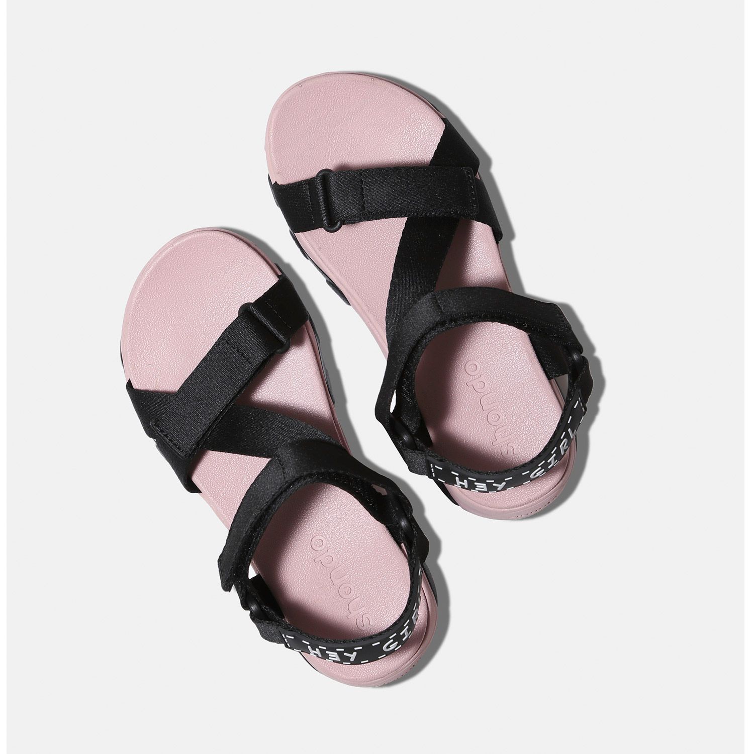 Sandals SHONDO Girly đế hồng quai đen GIM7010