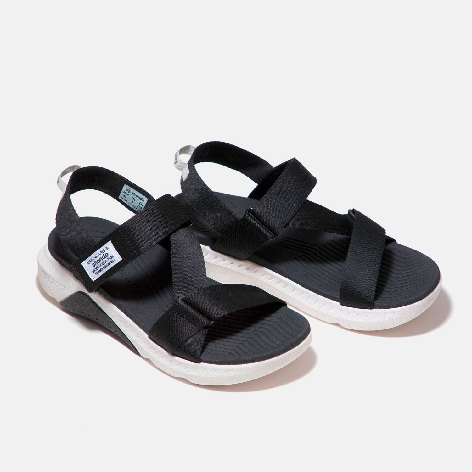 Sandals F7 Racing KID đế trắng phối đen quai đen F7R0010