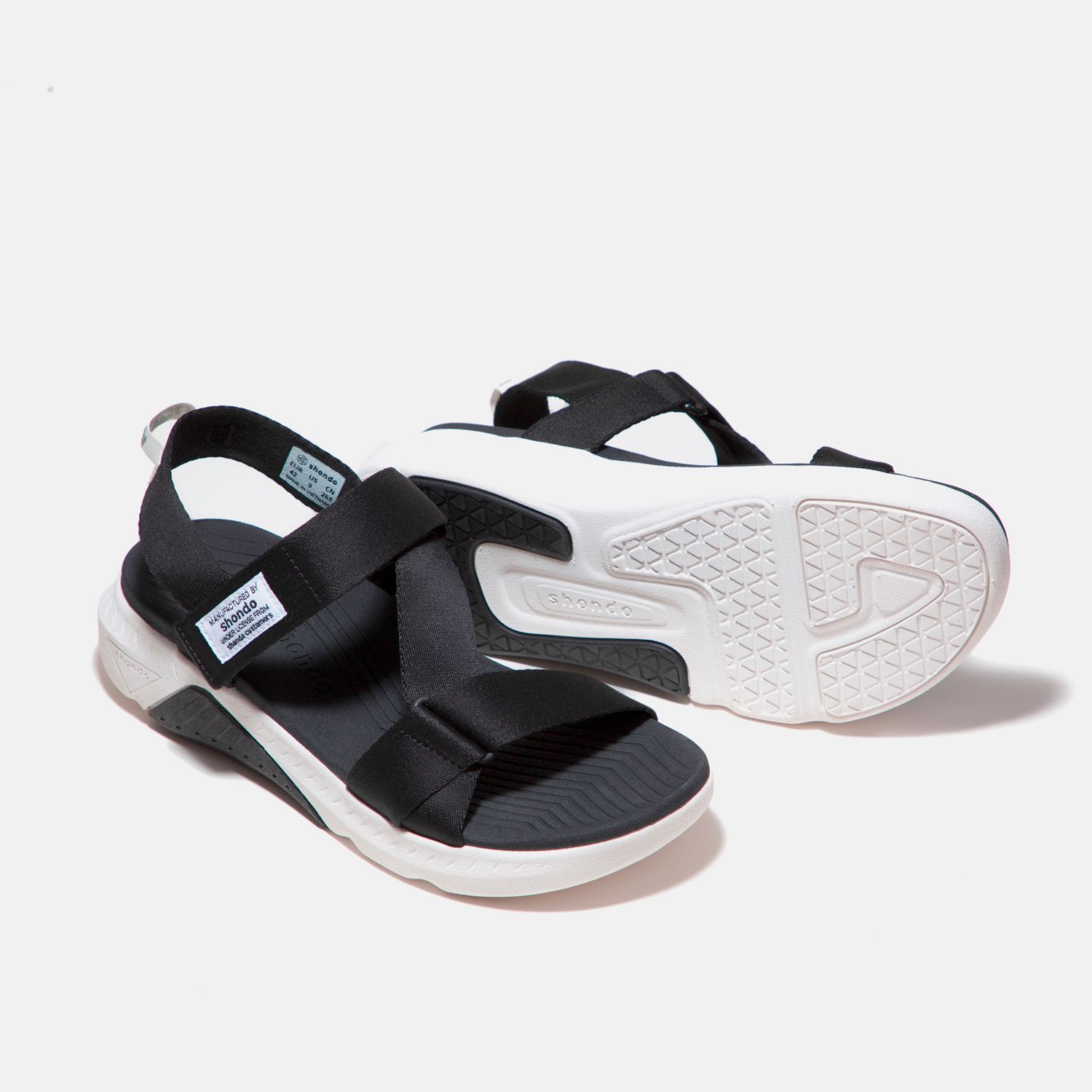 Sandals F7 Racing KID đế trắng phối đen quai đen F7R0010