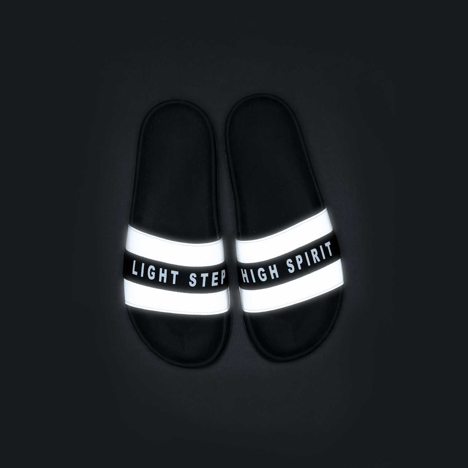 Dép trendy Cooly slogan SHONDO đen phản quang TRE003