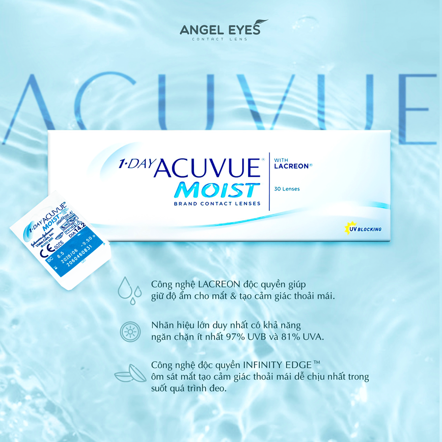 LENS 1 NGÀY TRONG SUỐT ACUVUE MOIST CAO CẤP CỦA MỸ CÓ ĐỘ CẬN TỪ 1 ĐẾN 10 ĐỘ