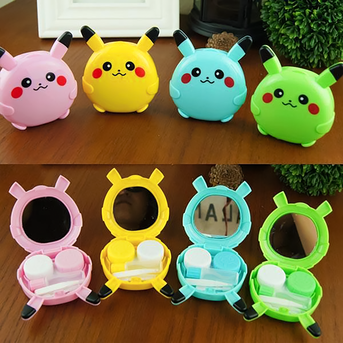 Phụ kiện khay gương Pokemon cho kính áp tròng, kính giãn tròng
