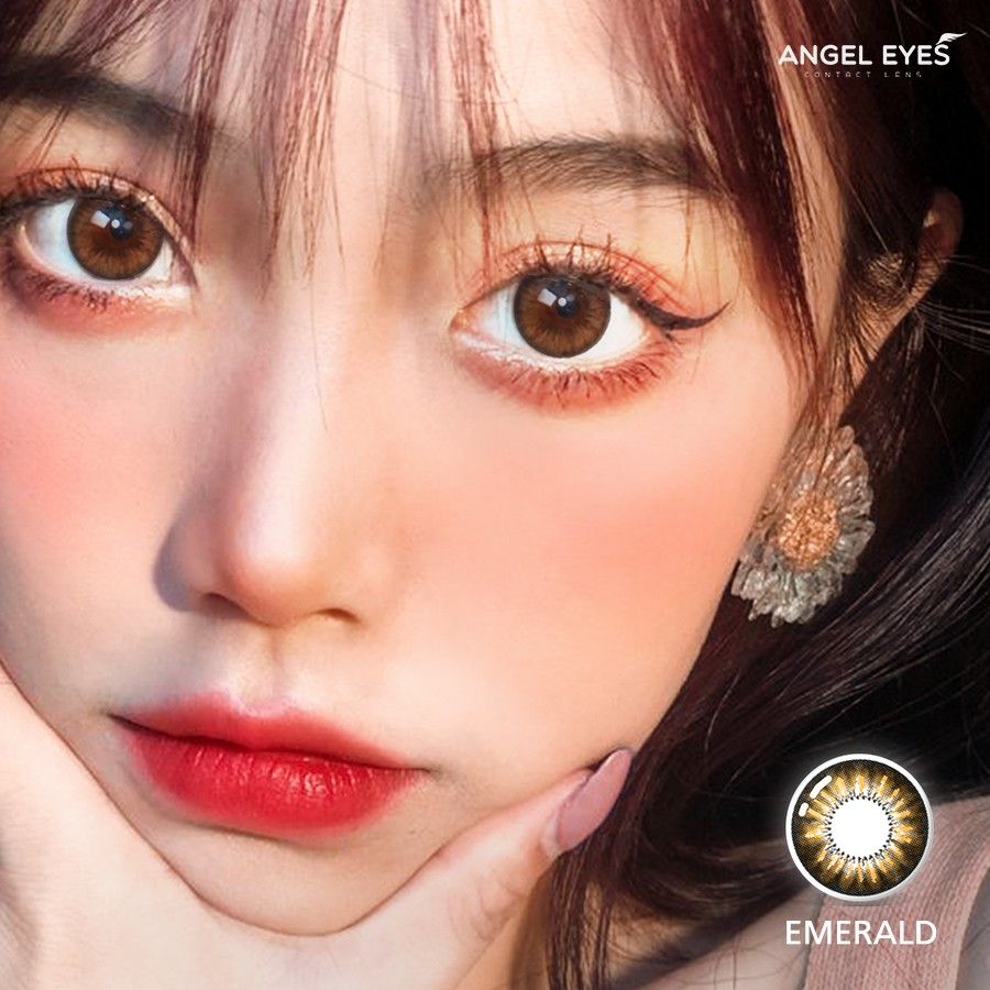 Lens nâu Emerald thương hiệu·Angel Eyes không độ đường kính 14.0mm