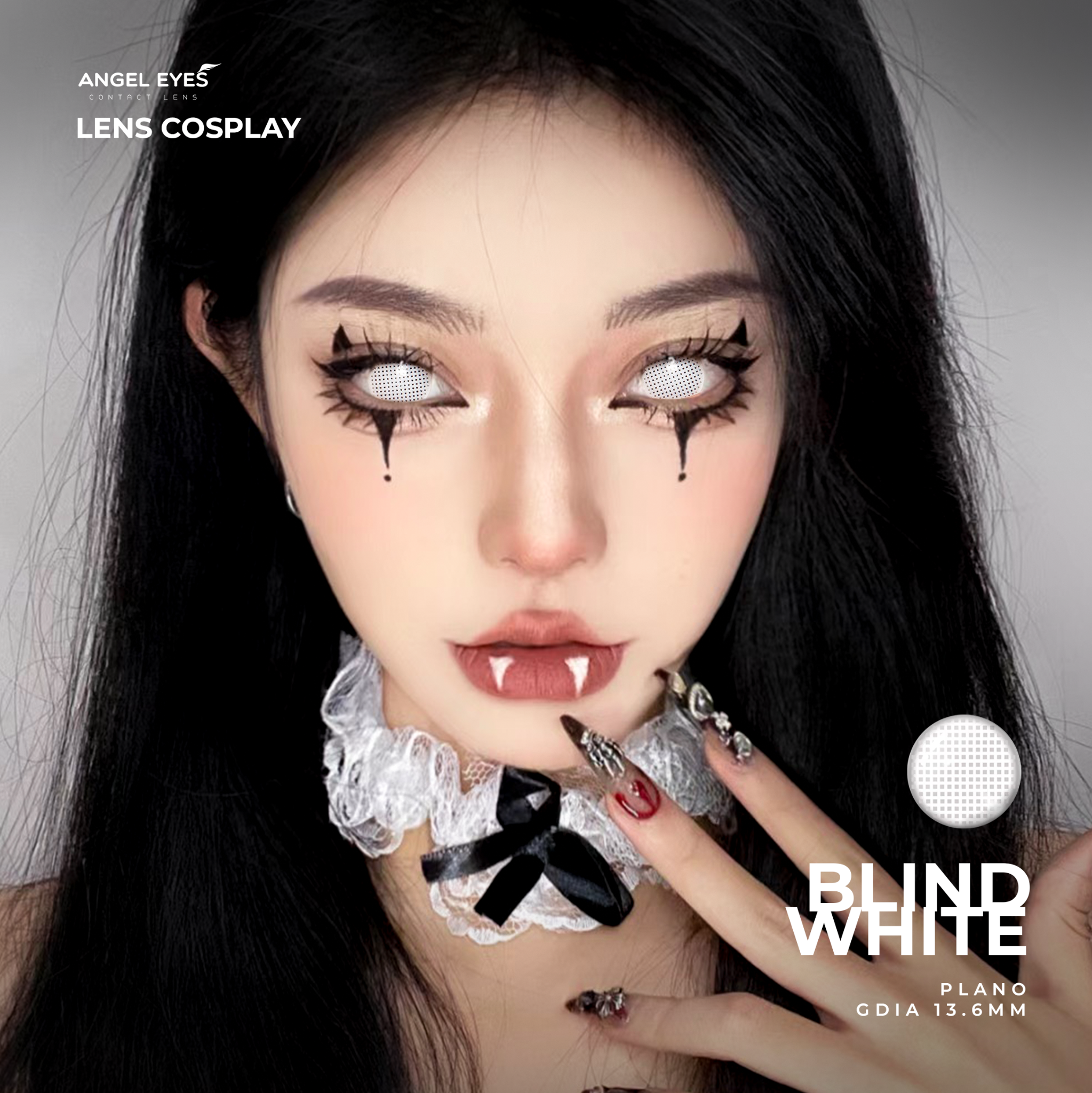 Kính áp tròng Cosplay Blind White