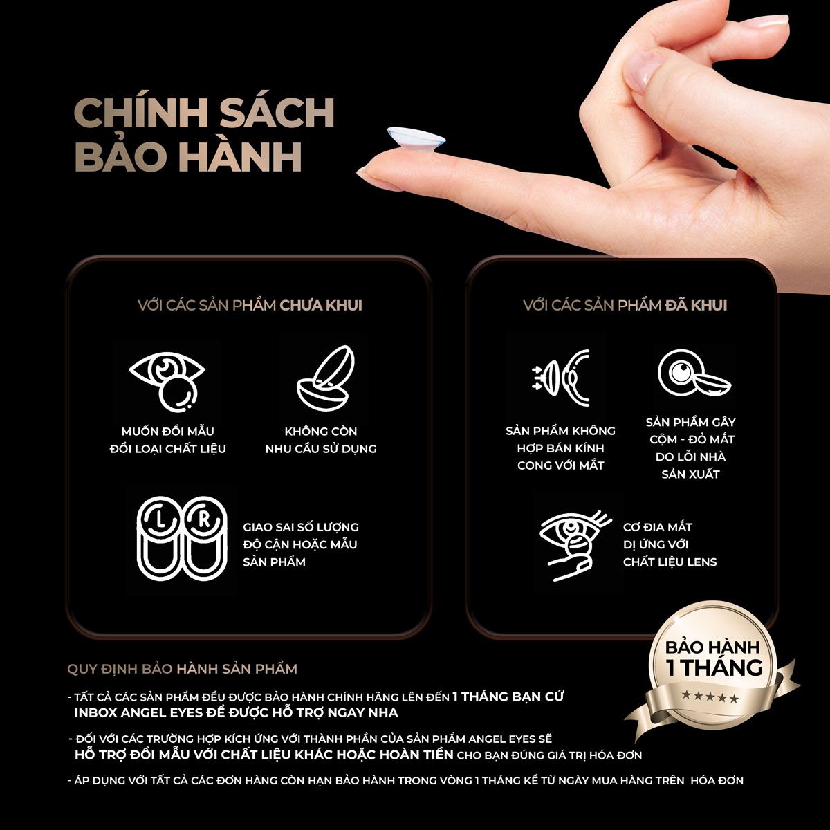 Lens trong suốt dòng cao cấp chất liệu Silicone Hydrogel Angel Eyes độ cận 1-15