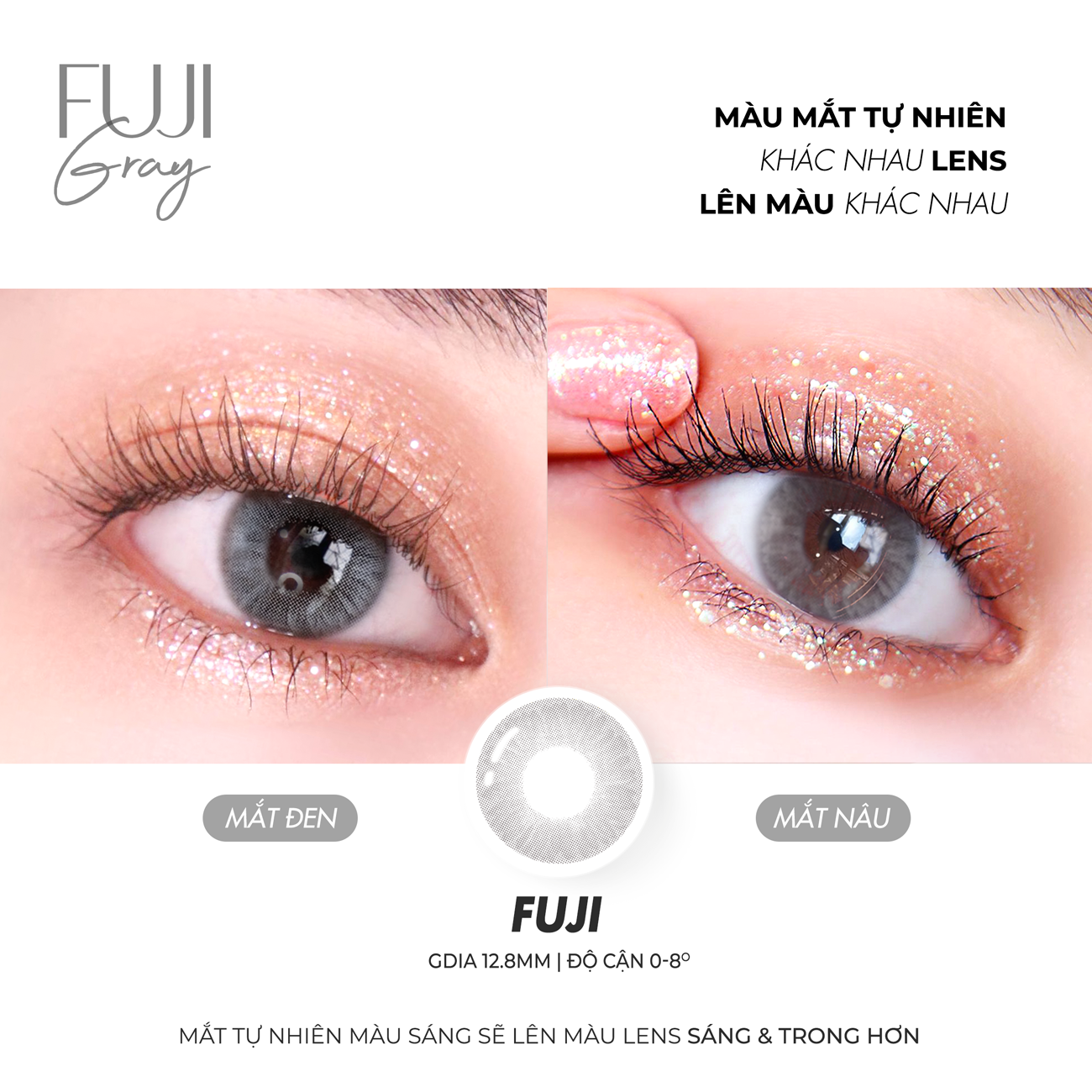 LENS MẮT NHỎ FUJI GRAY - LENS MÀU XÁM KHÓI TÂY SIÊU TỰ NHIÊN VỚI ĐỘ CẬN TỪ 0 - 8 ĐỘ