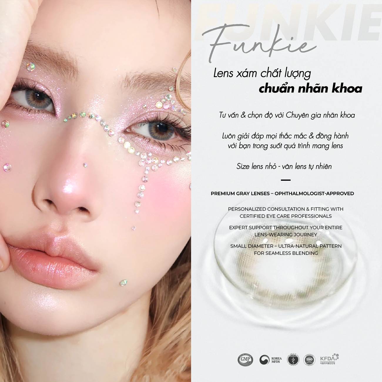 Kính áp tròng xám tây tự nhiên Funkie