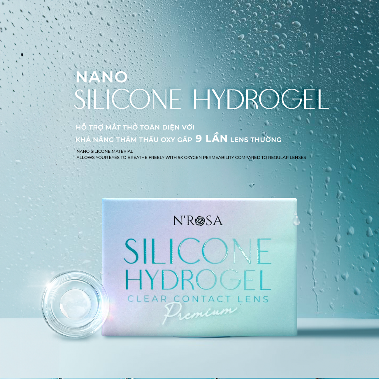 Lens trong suốt cận có độ từ 1-10 cho mắt thở cao cấp N’Rosa Angel Eyes phân phối | Chất liệu Silicone Hydrogel khoá ẩm
