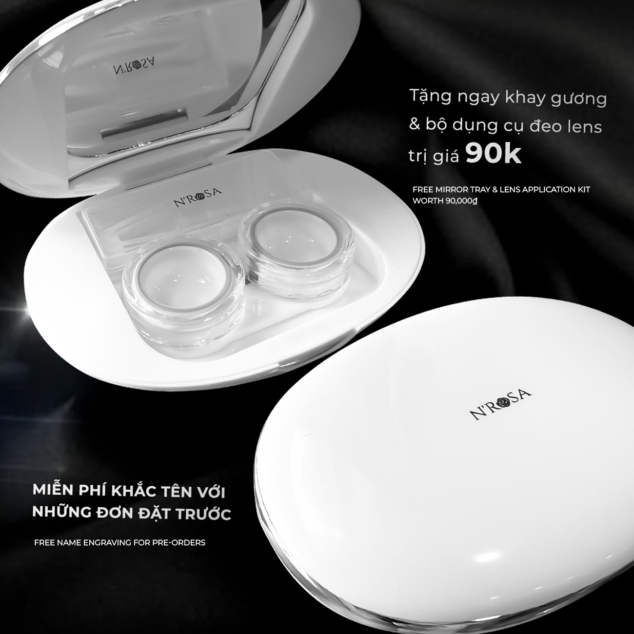 Lens trong suốt cận có độ từ 1-10 cho mắt thở cao cấp N’Rosa Angel Eyes phân phối | Chất liệu Silicone Hydrogel khoá ẩm