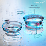  Lens trong suốt dòng cao cấp chất liệu Silicone Hydrogel Angel Eyes độ cận 1-15 