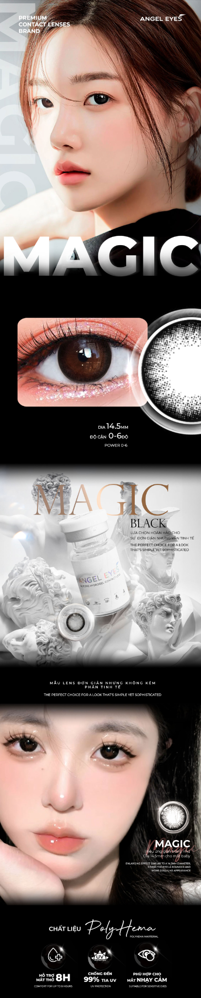 Kính áp tròng màu Magic Black