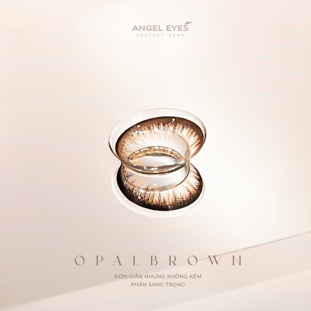 Kính áp tròng màu nâu tự nhiên Angel Eyes OPAL BROWN chất liệu Silicone Hydrogel có độ từ 0 - 8