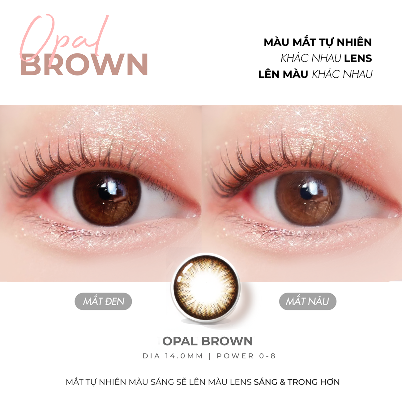 Kính áp tròng màu nâu tự nhiên Angel Eyes OPAL BROWN chất liệu Silicone Hydrogel có độ từ 0 - 8