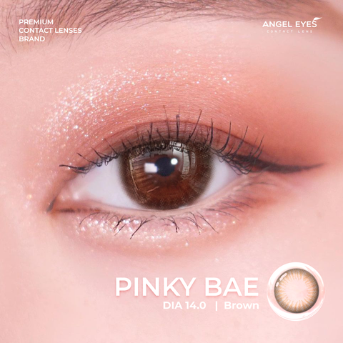 Lens nâu tự nhiên Angel Eyes - PINKY BAE - Đường kính 13.8 - Độ cận 0-6