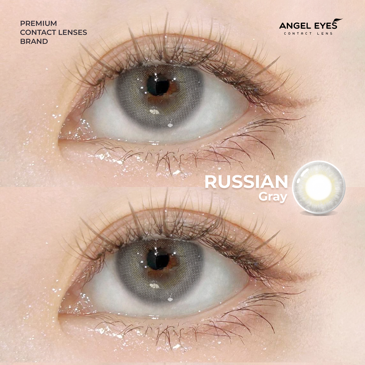 Lens xám tây Russian hiệu Angel Eyes chất liệu Silicone Hydrogel cao cấp Hàn Quốc đường kính 14.0mm