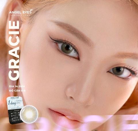 Lens 1 ngày màu có độ cận xám tây tự nhiên GRACIE siêu ẩm nhãn hiệu Angel Eyes Hàn Quốc - Đường kính 14.2mm - Độ cận 0-8
