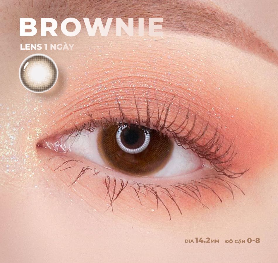 Lens 1 ngày màu có độ cận nâu tự nhiên BROWNIE siêu ẩm nhãn hiệu Angel Eyes Hàn Quốc - Đường kính 14.2mm - Độ cận 0-8