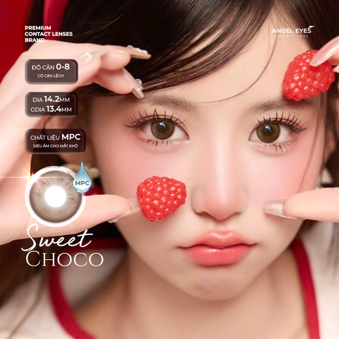 Lens nâu tự nhiên có độ Sweet Choco thương hiệu Angel Eyes đường kính 14.2mm | Độ cận 0-8