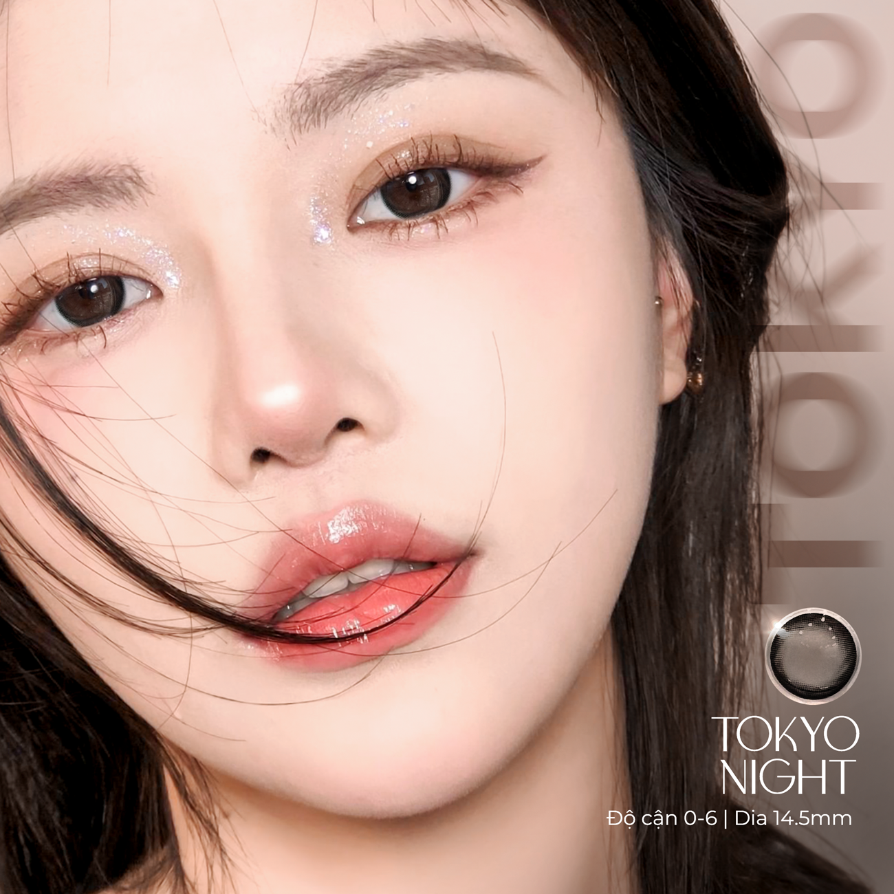 Lens đen áp tròng có độ cận Tokyo Night nhãn hiệu Angel Eyes ( Độ cận 0-8 độ ) - Dia 14.0mm