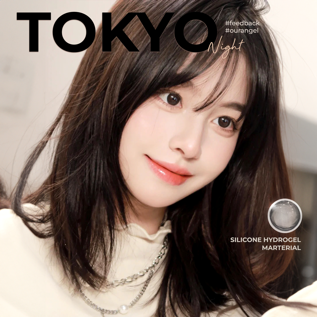 Lens đen áp tròng có độ cận Tokyo Night nhãn hiệu Angel Eyes ( Độ cận 0-8 độ ) - Dia 14.0mm