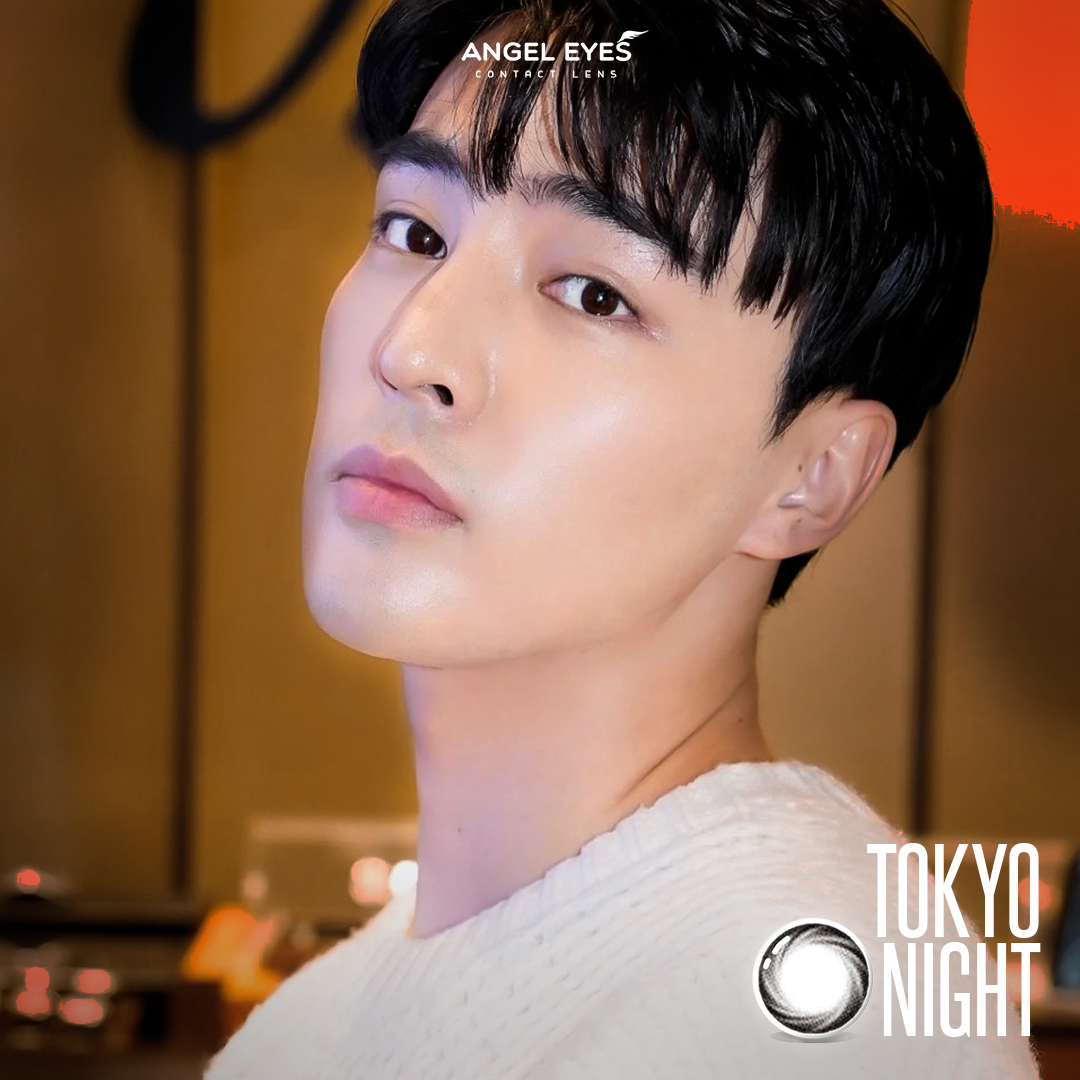 Lens đen áp tròng có độ cận Tokyo Night nhãn hiệu Angel Eyes ( Độ cận 0-8 độ ) - Dia 14.0mm
