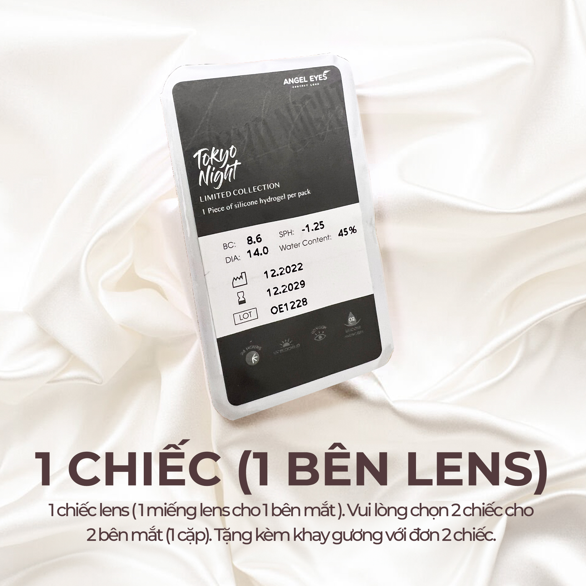 Lens đen áp tròng có độ cận Tokyo Night nhãn hiệu Angel Eyes ( Độ cận 0-8 độ ) - Dia 14.0mm