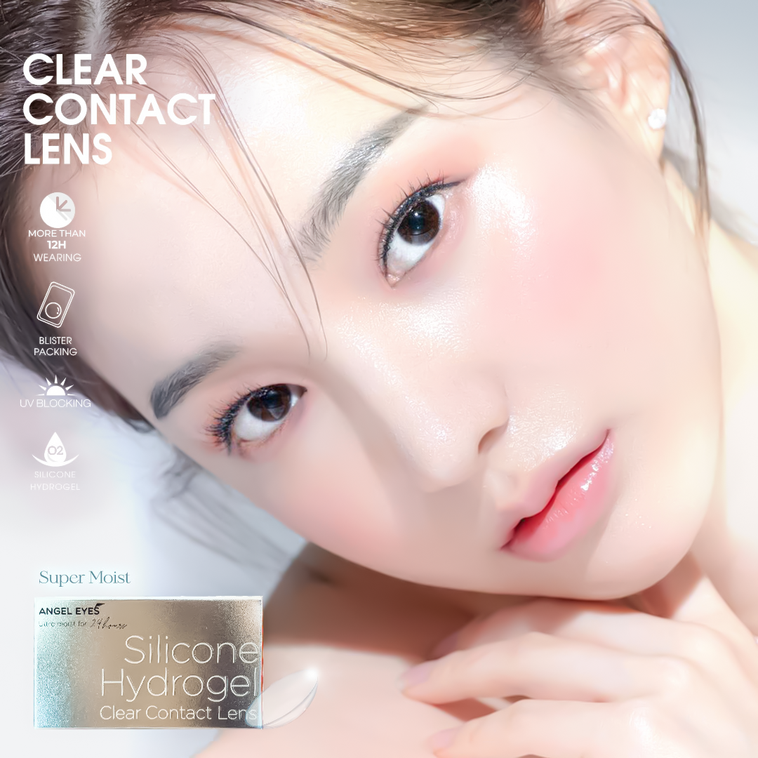 Lens trong suốt dòng cao cấp chất liệu Silicone Hydrogel Angel Eyes độ cận 1-15