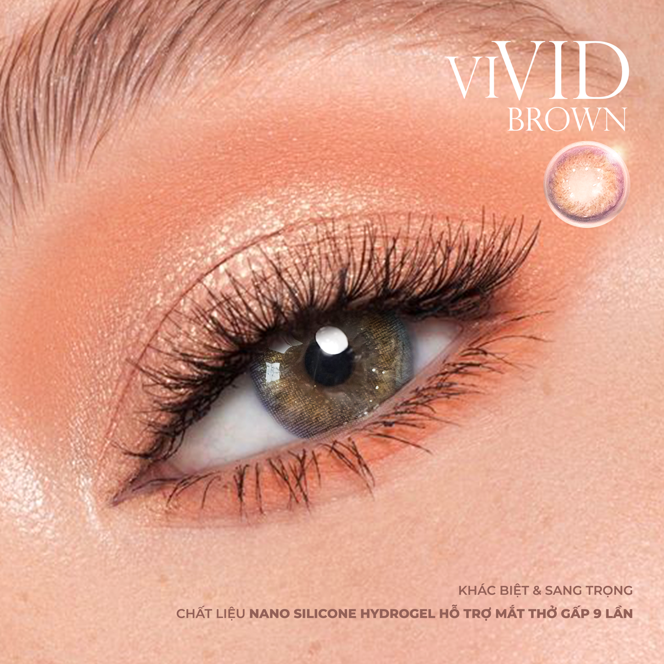 Lens nâu có độ cận N’Rosa Vivid Brown cho mắt thở cao cấp Angel Eyes phân phối | Độ cận: 0-8 | Chất liệu Silicone Hydrogel