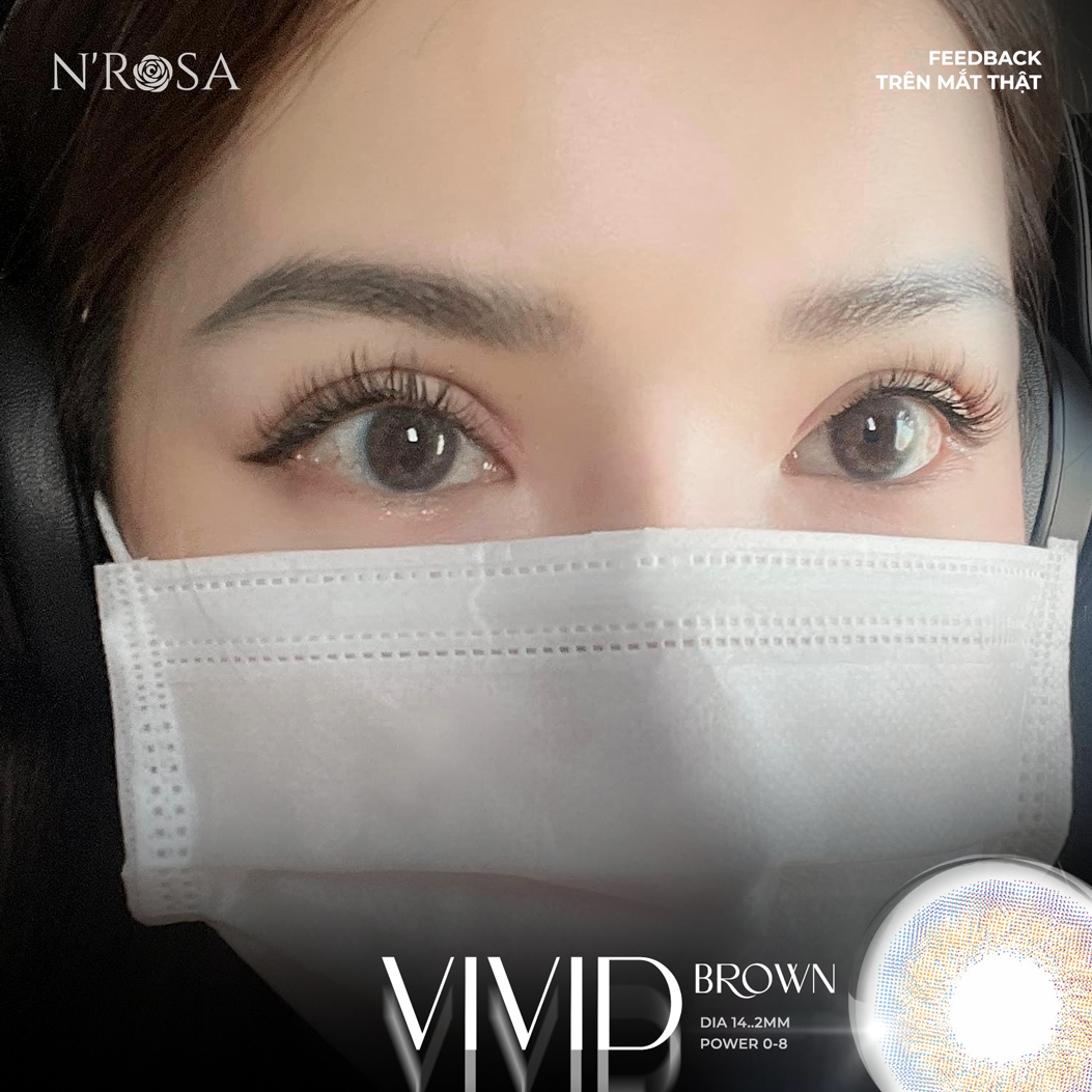 Lens nâu có độ cận N’Rosa Vivid Brown cho mắt thở cao cấp Angel Eyes phân phối | Độ cận: 0-8 | Chất liệu Silicone Hydrogel