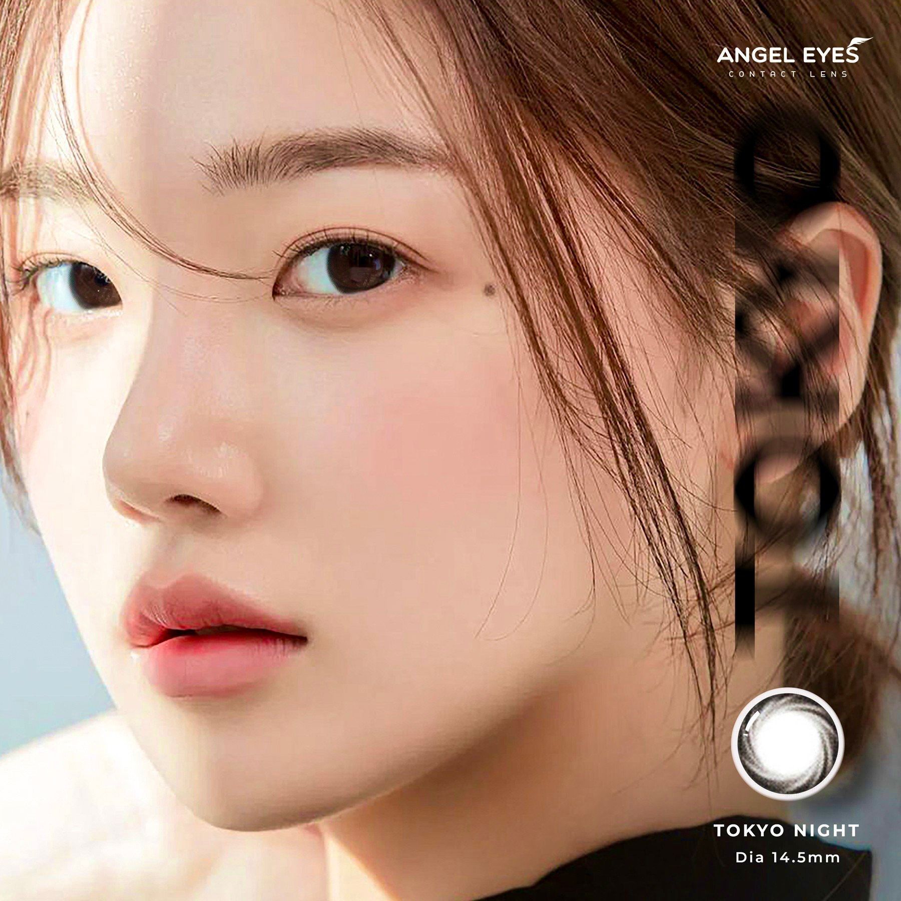 Lens đen áp tròng có độ cận Tokyo Night nhãn hiệu Angel Eyes ( Độ cận 0-8 độ ) - Dia 14.0mm