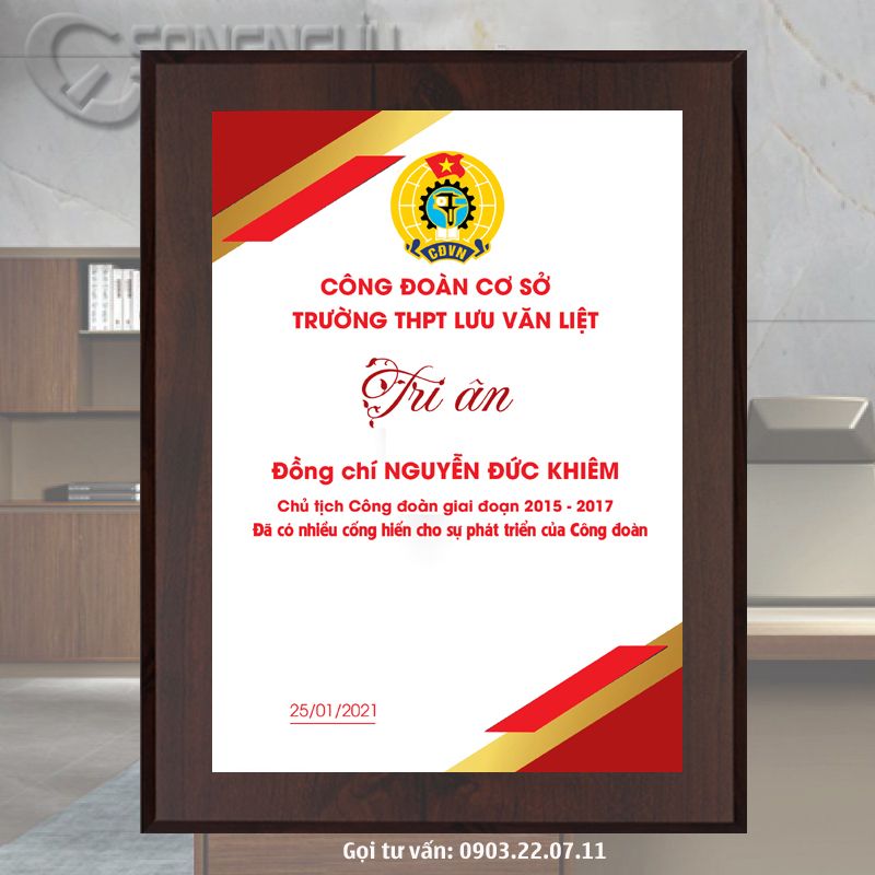 Bảng tri ân công đoàn cơ sở