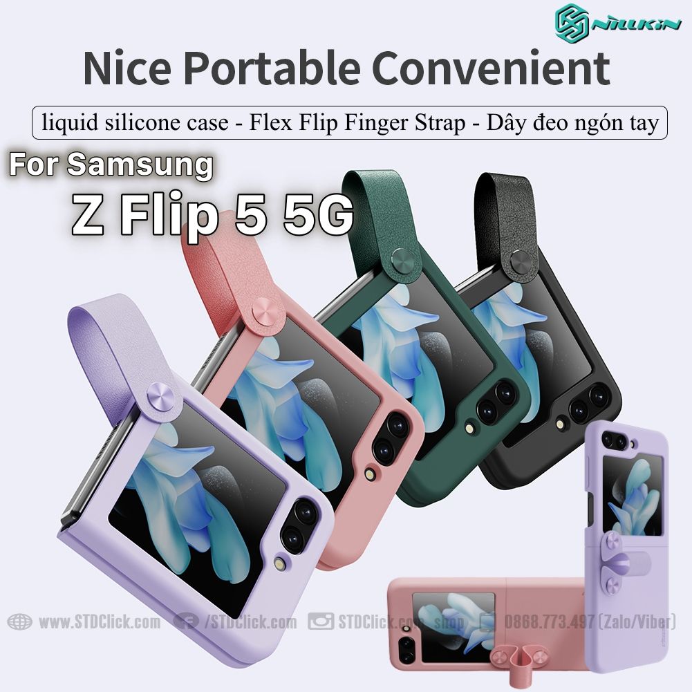 ỐP LƯNG SAMSUNG GALAXY Z FLIP 5 5G NILLKIN Flex Flip Finger Strap liquid silicone - Chính hãng