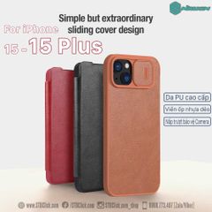 BAO DA IPHONE 15 PLUS - 15 NILLKIN QIN PRO leather BẢO VỆ CAMERA CHÍNH HÃNG