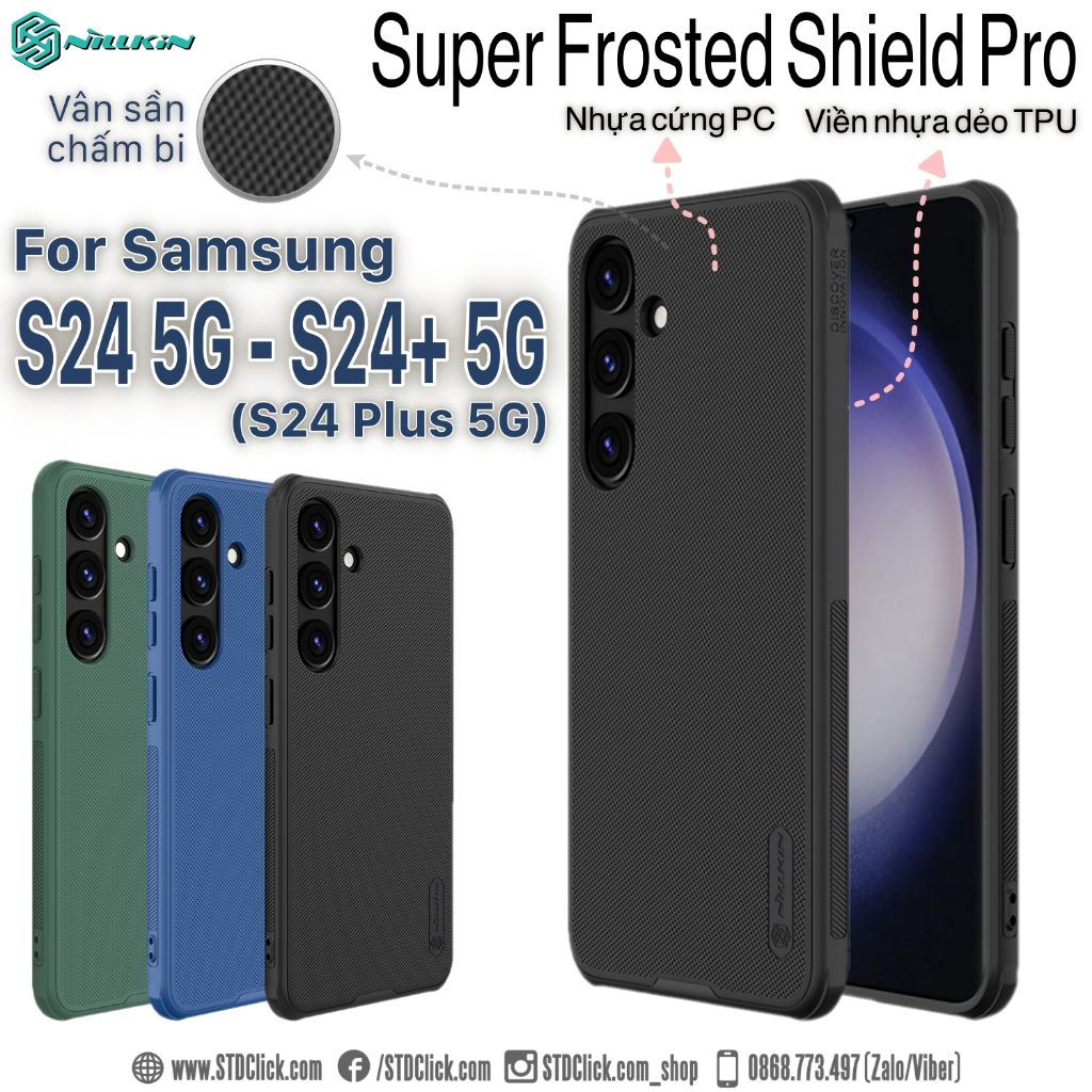 ỐP LƯNG SAMSUNG GALAXY S24+ ( S24 Plus ) 5G - S24 5G NILLKIN NHỰA CỨNG VIỀN DẺO - Super Frosted Shield Pro - CHÍNH HÃNG