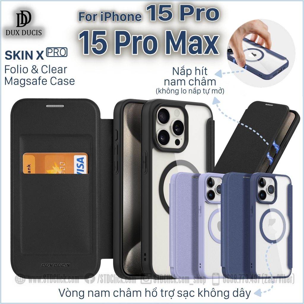 BAO DA IPHONE 15 PRO MAX - 15 PRO - 14 PRO MAX DUX DUCIS SKIN X PRO CHÍNH HÃNG - HỔ TRỢ SẠC KHÔNG DÂY TỪ TÍNH