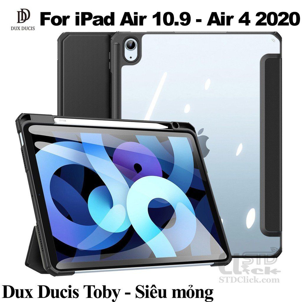 BAO DA IPAD AIR 10.9 - AIR 4 2020 DUX DUCIS TOBY CHÍNH HÃNG SIÊU MỎNG CÓ KHE GIỮ BÚT