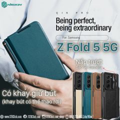 ỐP LƯNG SAMSUNG GALAXY Z FOLD 5 5G NILLKIN QIN CHÍNH HÃNG CÓ KHE GIỮ BÚT KÈM NẮP BẢO VỆ CAMERA